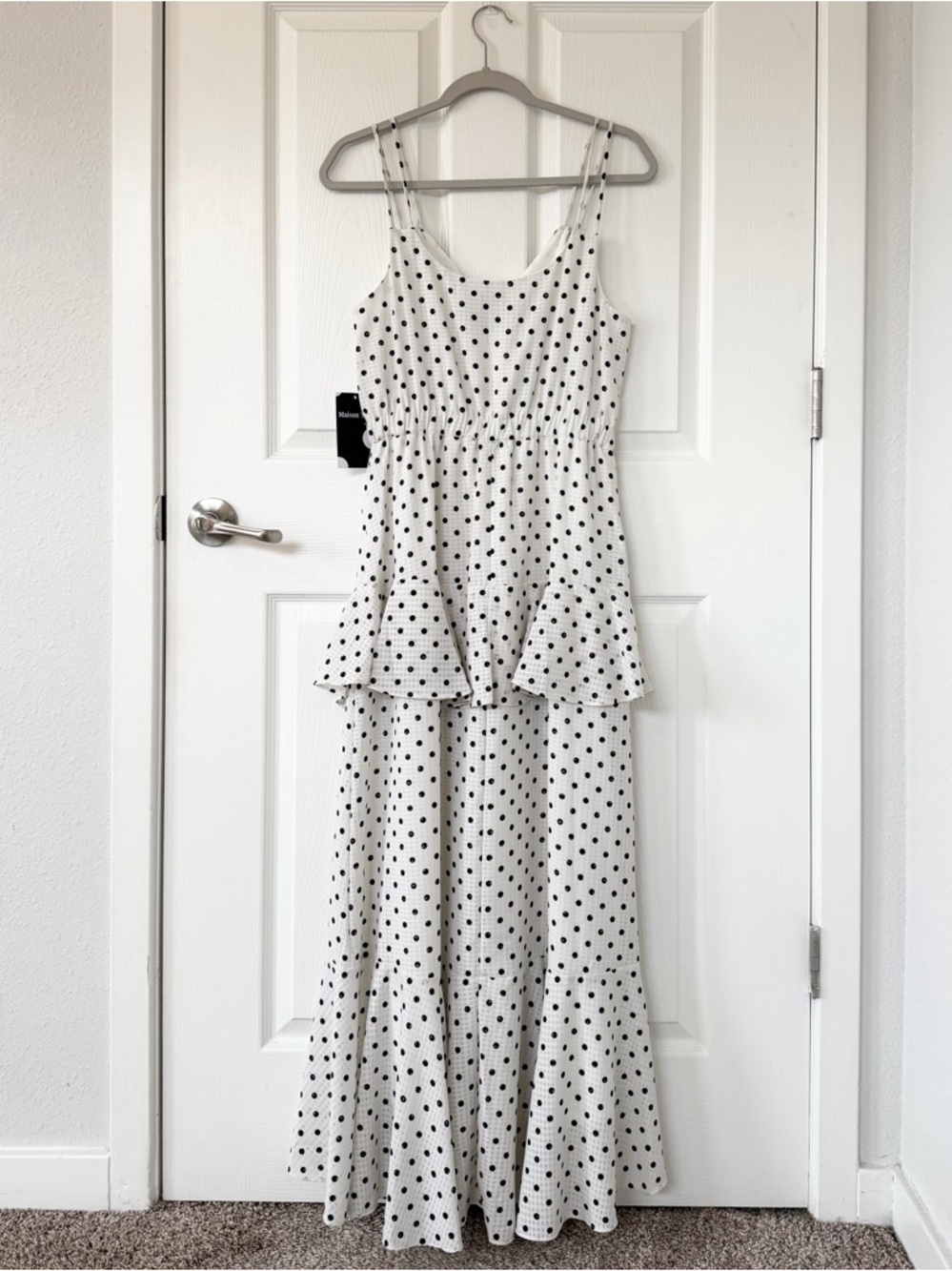 NWT Polka Dot Tiered Ruffle Maxi Dress - Picture 2 of 8